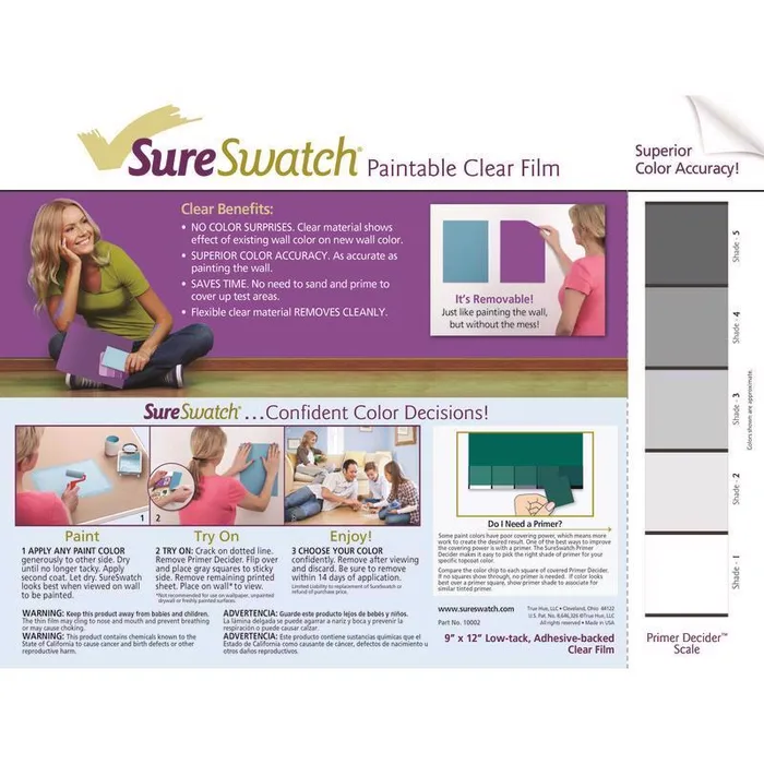 SureSwatch 9 in. W X 12 in. L Clear Plastic Paint & Stick Paint Samples (Pack of 50)