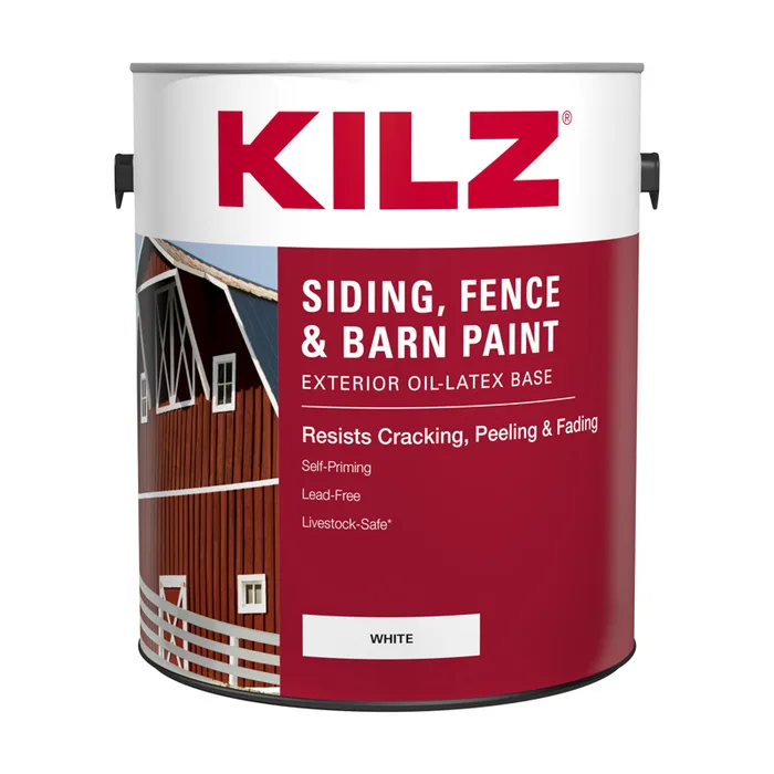KILZ Flat White Oil-Based Barn and Fence Paint Exterior 1 gal (Pack of 4)