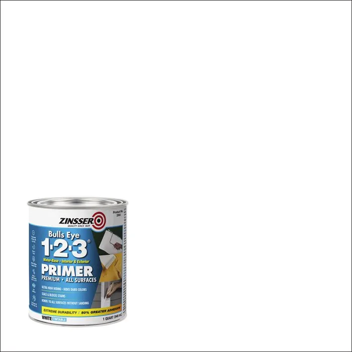 Zinsser Bulls-Eye 1-2-3 White Water-Based Styrenated Acrylic Primer and Sealer 1 qt (Pack of 6)