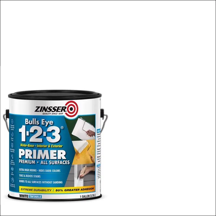 Zinsser Bulls Eye 123 White Water-Based Styrenated Acrylic Primer and Sealer 1 gal (Pack of 4)