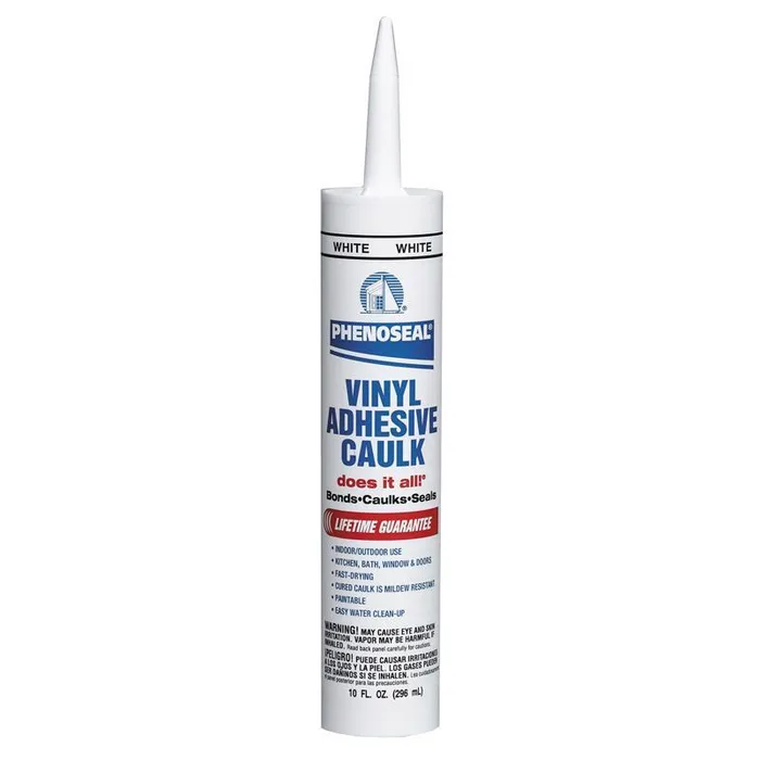 Phenoseal Does It All White Vinyl Kitchen and Bath Adhesive Caulk 10 oz (Pack of 12)
