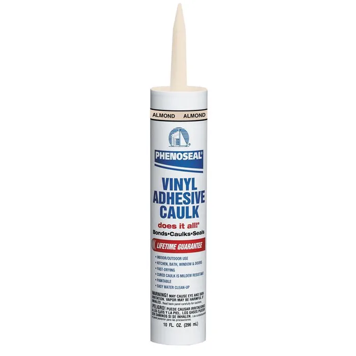 Phenoseal Almond Vinyl All Purpose Adhesive Caulk 10 oz (Pack of 12)