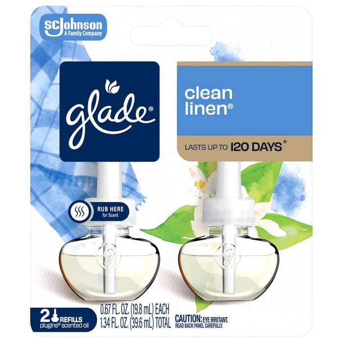 Glade Plug-Ins Clean Linen Scent Air Freshener Refill 1.34 oz Liquid (Pack of 6)