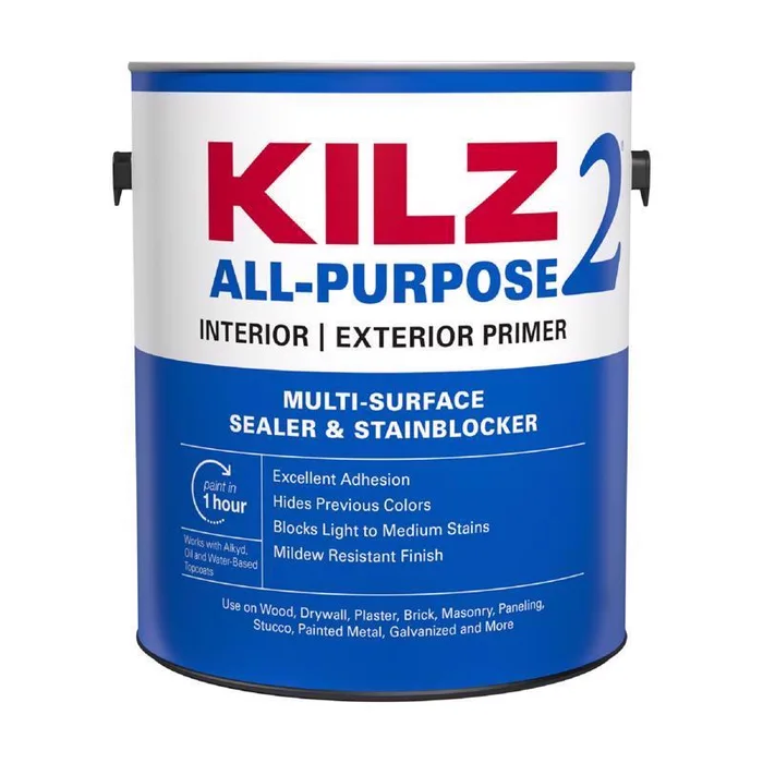 KILZ White Flat Water-Based Acrylic Stain Blocking Primer 1 gal (Pack of 4)