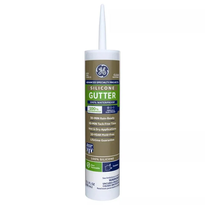 GE Advanced Clear Silicone 2 Gutter and Flashing Caulk Sealant 10.1 oz (Pack of 12)
