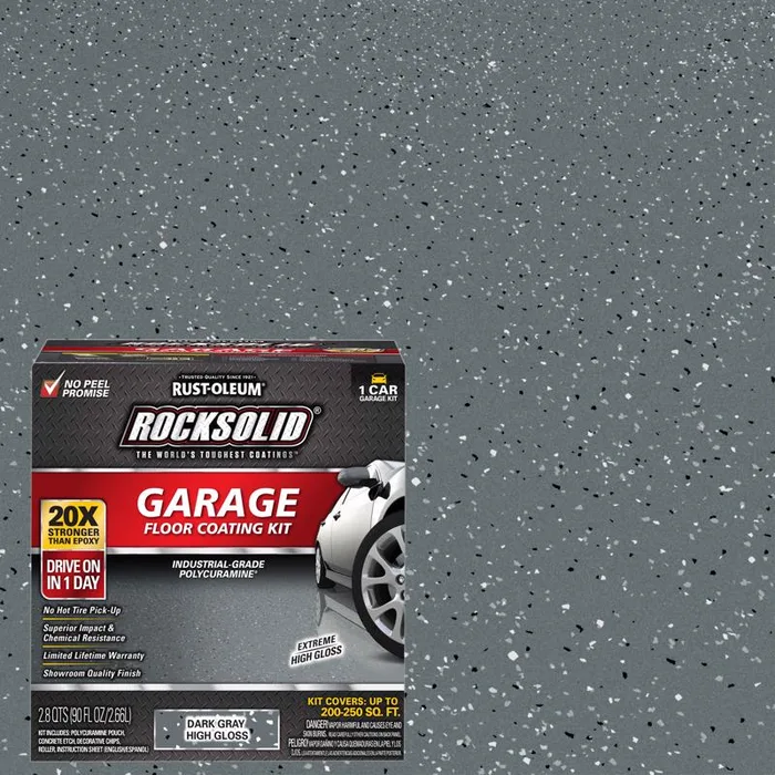 Rust-Oleum RockSolid High-Gloss Dark Gray Solvent-Based Polycuramine Garage Floor Coating Kit 90 oz