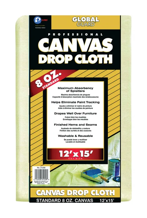 Premier GlobalGuard 12 ft. W X 15 ft. L 8 oz Professional Grade Canvas Drop Cloth 1 pk