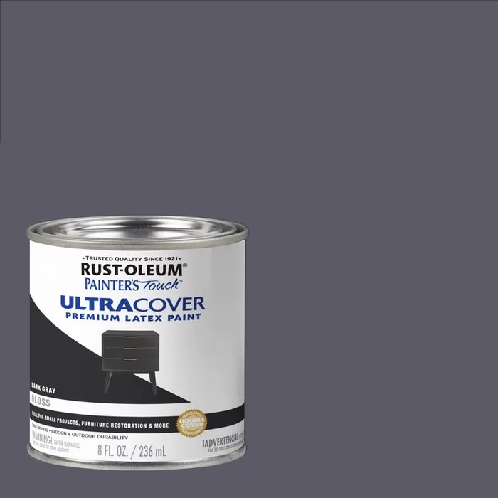 Rust-Oleum Painters Touch Ultra Cover Gloss Dark Gray Water-Based Latex Ultra Cover Paint 0.5 pt