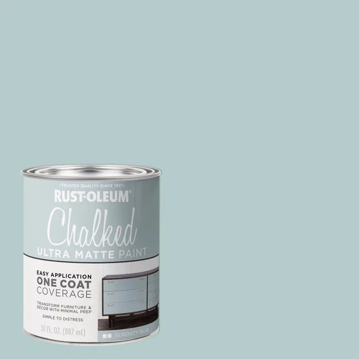 Rust-Oleum Chalked Ultra Matte Serenity Blue Water-Based Acrylic Chalk Paint 30 oz (Pack of 2)