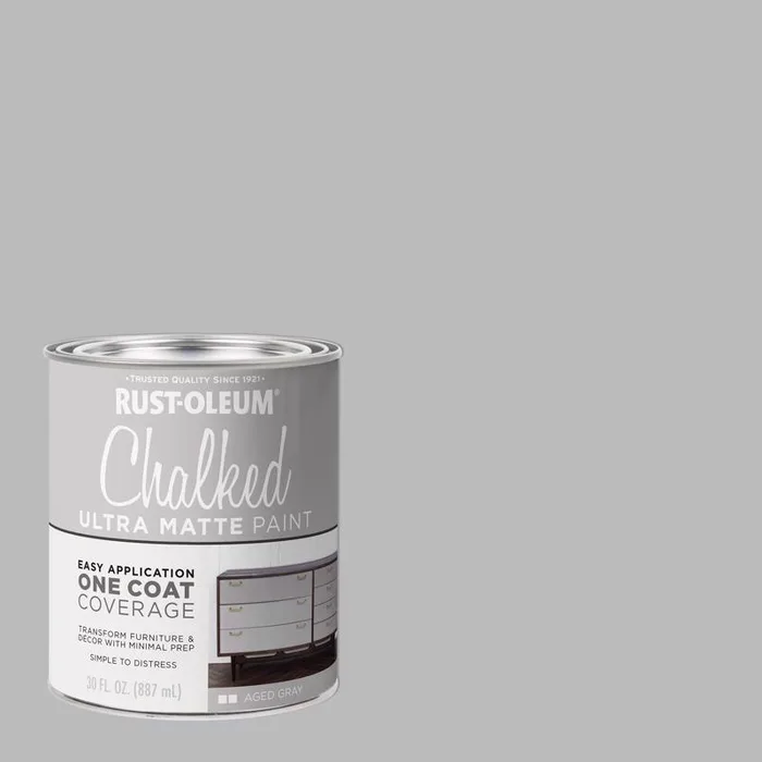 Rust-Oleum Chalked Ultra Matte Aged Gray Water-Based Acrylic Chalk Paint 30 oz (Pack of 2)