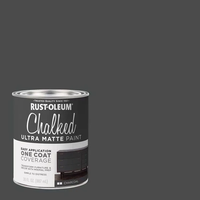 Rust-Oleum Chalked Ultra Matte Charcoal Water-Based Acrylic Chalk Paint 30 oz (Pack of 2)