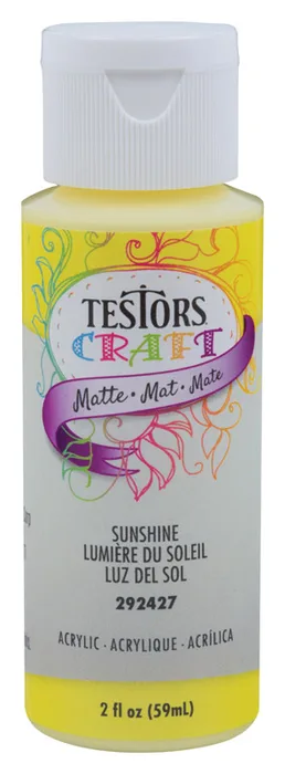 Rust-Oleum Testors Craft Matte Sunshine Yellow Water-Based Paint Interior 2 oz (Pack of 6)
