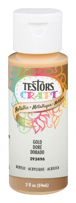 Rust-Oleum Testors Craft Metallic Gold Water-Based Paint Interior 2 oz (Pack of 6)