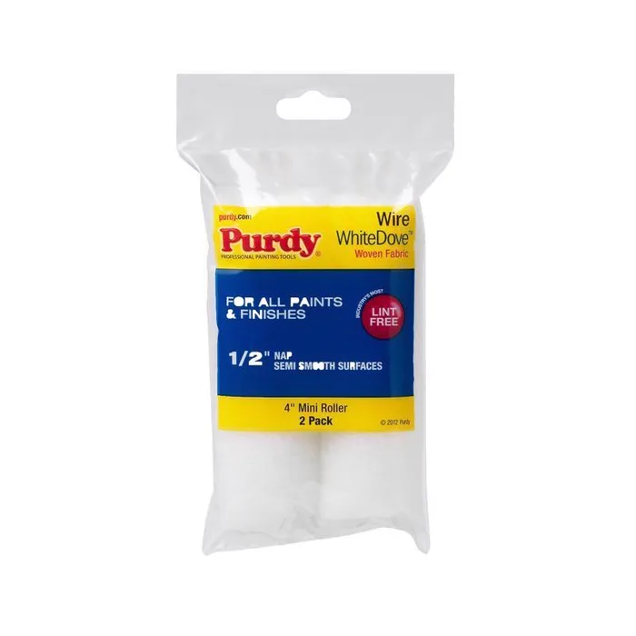Purdy White Dove Woven Fabric 4 in. W X 1/2 in. Mini Paint Roller Cover 2 pk