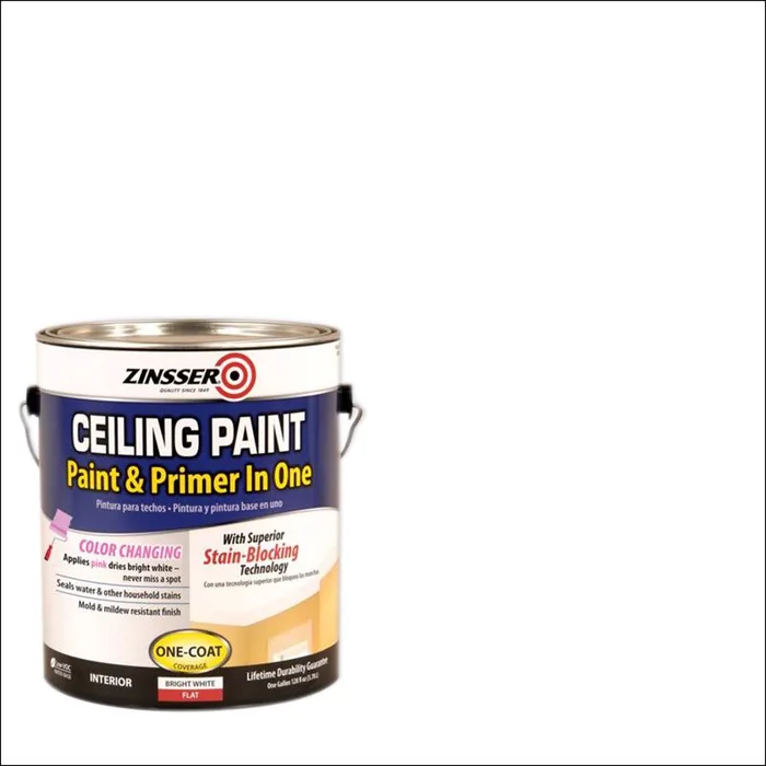 Zinsser Flat Bright White Water-Based Ceiling Paint and Primer in One Interior 1 gal (Pack of 2)