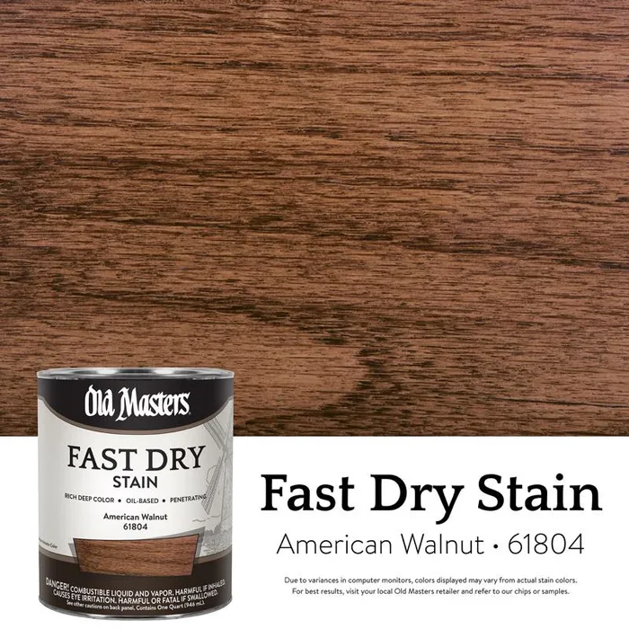Old Masters Professional Semi-Transparent American Walnut Oil-Based Alkyd Fast Dry Wood Stain 1 qt (Pack of 4)