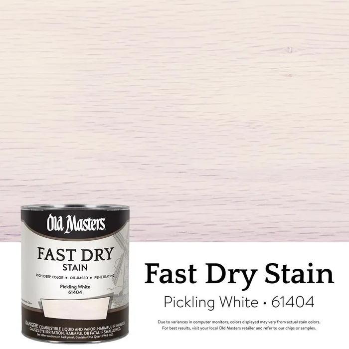 Old Masters Semi-Transparent Pickling White Oil-Based Alkyd Fast Dry Wood Stain 1 qt (Pack of 4)