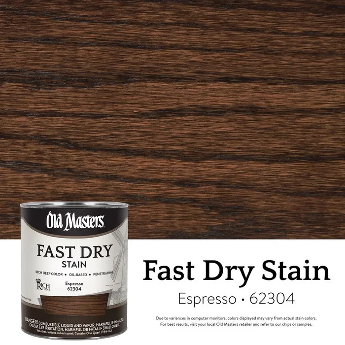 Old Masters Semi-Transparent Espresso Oil-Based Alkyd Fast Dry Wood Stain 1 qt (Pack of 4)