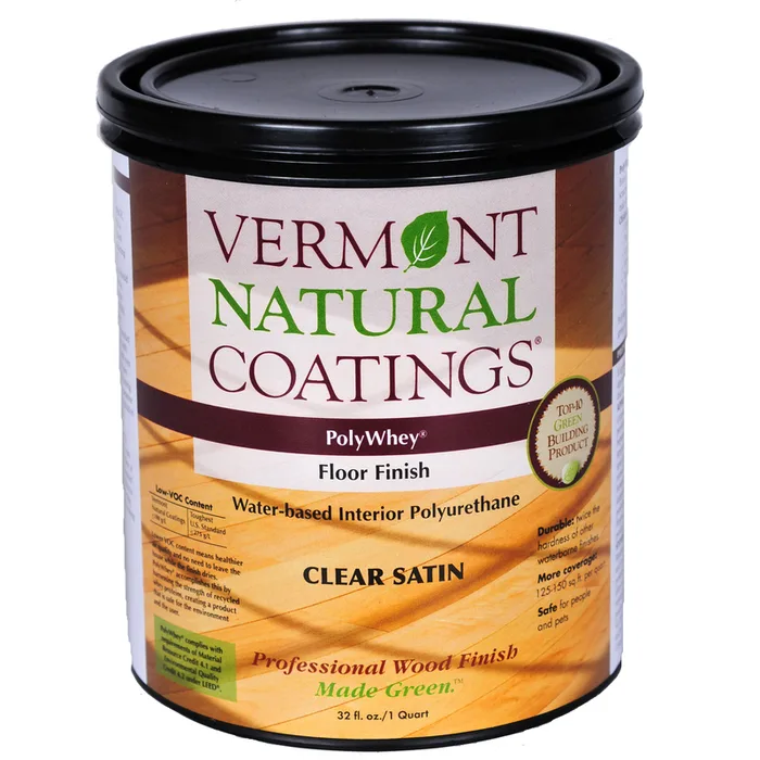 Vermont Natural Coatings PolyWhey Satin Clear Water-Based Floor Finish 1 qt (Pack of 6)