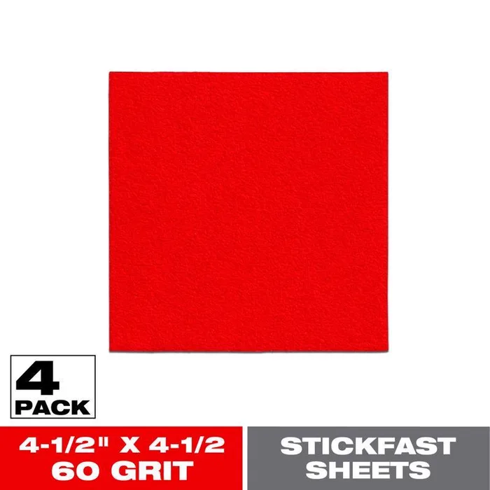 Diablo StickFast 4-1/2 in. L X 4-1/2 in. W 60 Grit Aluminum Oxide Sanding Sheet 4 pk