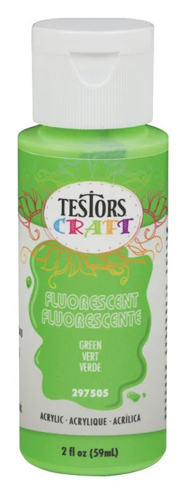Rust-Oleum Testors Craft Fluorescent Green Water-Based Paint Interior 2 oz (Pack of 6)