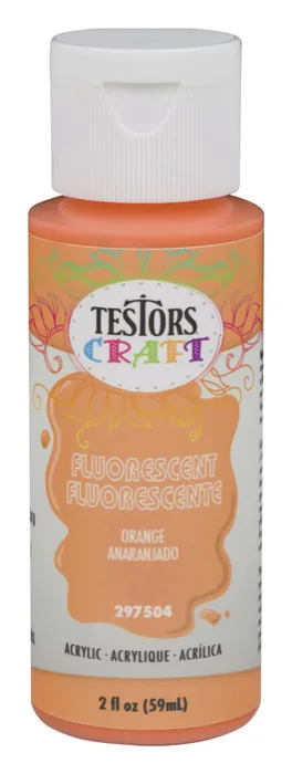 Rust-Oleum Testors Craft Fluorescent Orange Water-Based Paint Interior 2 oz (Pack of 6)
