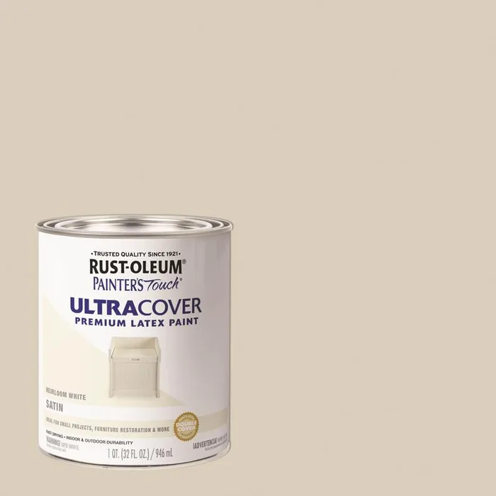Rust-Oleum Painter's Touch Satin Heirloom White Water-Based Ultra Cover Paint Exterior and Interior (Pack of 2)