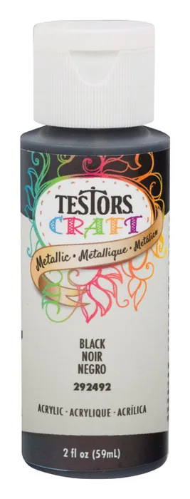 Testors Metallic Black Water-Based Craft Paint Interior 2 oz (Pack of 6)