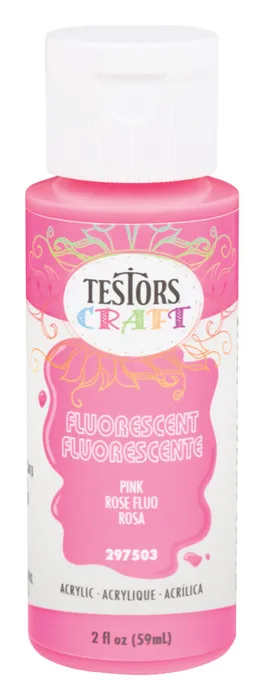 Testors Fluorescent Pink Water-Based Craft Paint Interior 2 oz (Pack of 6)