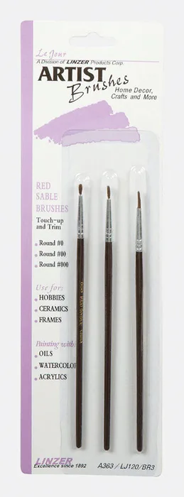 Linzer No. 000/00/0 Assorted Artist Paint Brush Set (Pack of 12)