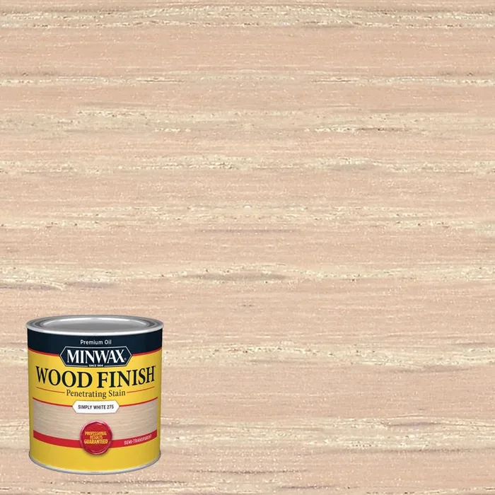 Minwax Wood Finish Semi-Transparent Simply White Oil-Based Penetrating Wood Stain 1/2 pt