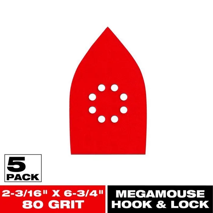 Diablo MegaMouse 4-3/16 in. Aluminum Oxide Hook and Lock Sanding Sheets 80 Grit Coarse 5 pk (Pack of 5)