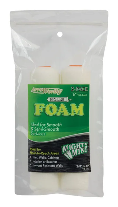 ArroWorthy ProLine Foam 6.5 in. W X 3/8 in. Mini Paint Roller Cover 2 pk (Pack of 12)