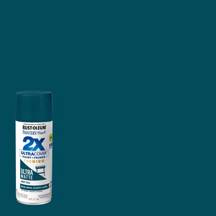 Rust-Oleum Painter's Touch 2X Ultra Cover Ultra Matte Deep Teal Paint+Primer Spray Paint 12 oz (Pack of 6)