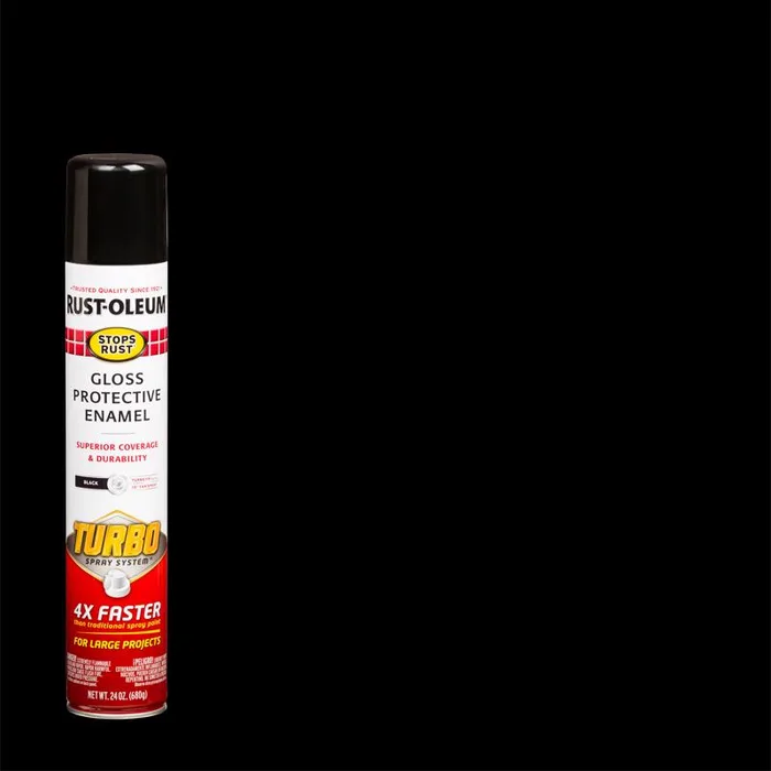 Rust-Oleum Stops Rust Turbo Spray System Gloss Black Protective Enamel Spray Paint 24 oz (Pack of 6)
