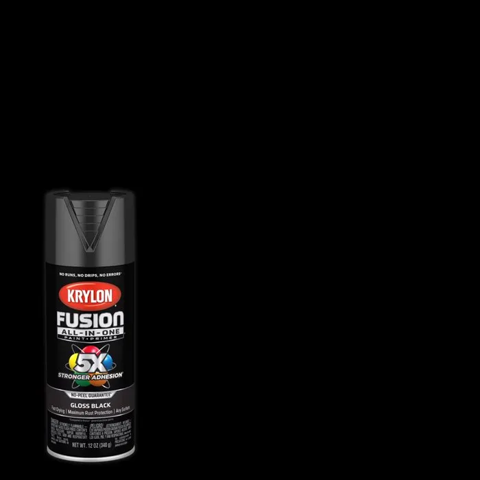 Krylon Fusion All-In-One Gloss Black Paint+Primer Spray Paint 12 oz (Pack of 6)