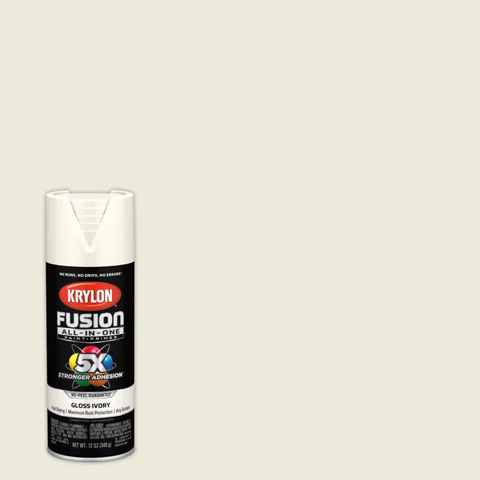 Krylon Fusion All-In-One Gloss Ivory Paint+Primer Spray Paint 12 oz (Pack of 6)
