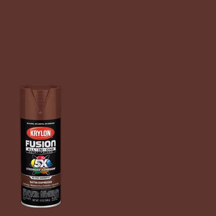 Krylon Fusion All-In-One Satin Espresso Paint+Primer Spray Paint 12 oz (Pack of 6)
