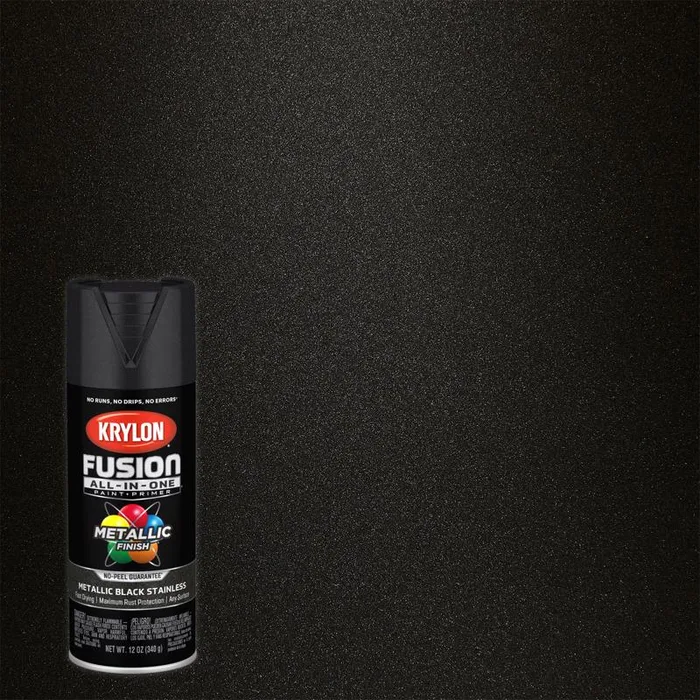 Krylon Fusion All-In-One Metallic Black Stainless Steel Paint+Primer Spray Paint 12 oz (Pack of 6)