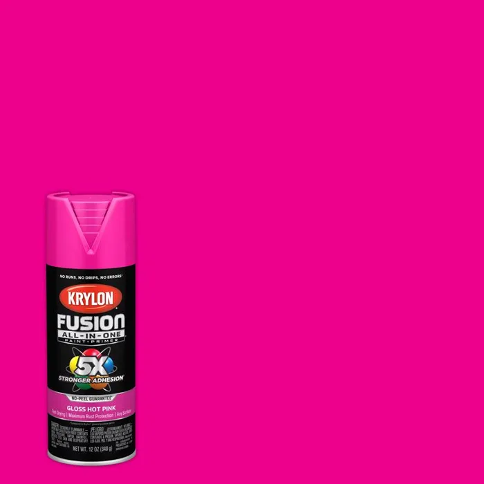 Krylon Fusion All-In-One Gloss Hot Pink Paint+Primer Spray Paint 12 oz (Pack of 6)