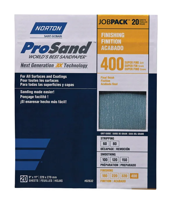 Norton ProSand 11 in. L X 9 in. W 400 Grit Aluminum Oxide Sandpaper 20 pk