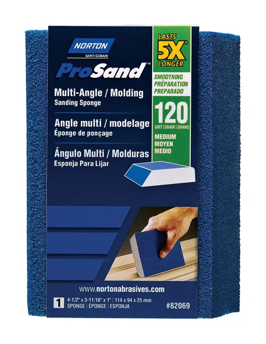 Norton ProSand 4.5 in. L X 3.6875 in. W X 1 in. 120 Grit Medium Multi-Angle Sanding Sponge