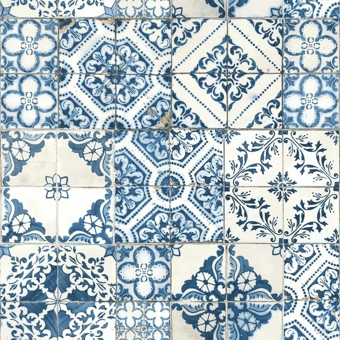 RoomMates 20.5 in. W X 16.5 in. L Mediterranian Tile Peel and Stick Wallpaper (Pack of 4)