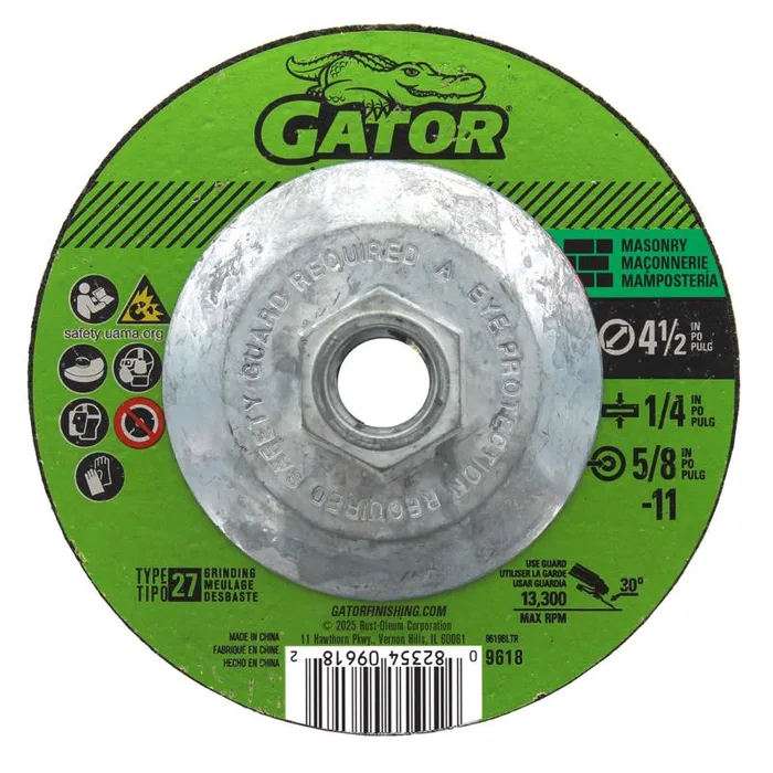 Gator 4-1/2 in. D X 5/8-11 in. X 1/4 in. thick Masonry Grinding Wheel 1 pc