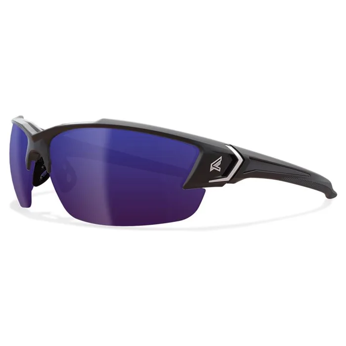 Edge Eyewear Khor G2 Anti-Fog Polarized Safety Glasses Blue Mirror Lens Black Frame 1 pc