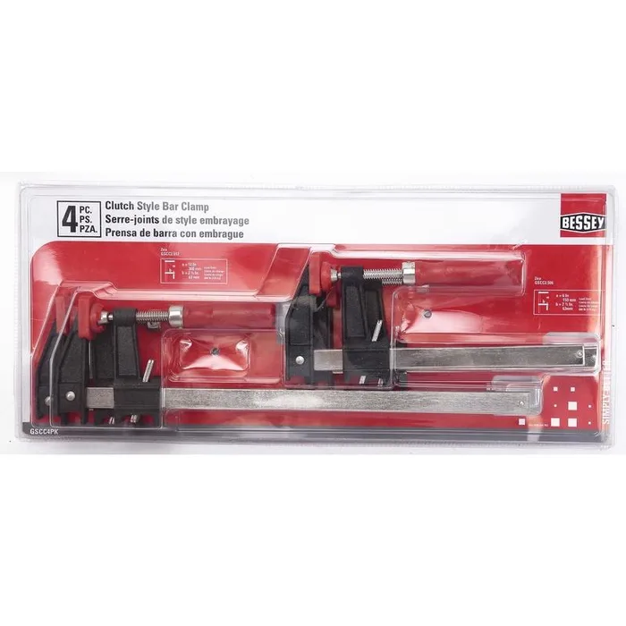 Bessey Clutch Style Bar Clamp Set 600 lb 4 pc