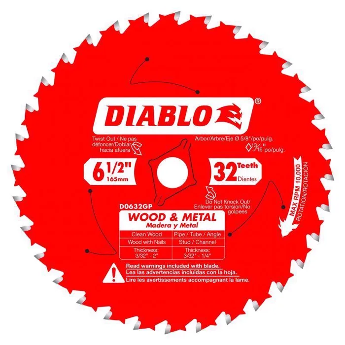 Diablo 6-1/2 in. D X 5/8 in. Wood & Metal TiCo Hi-Density Carbide Wood and Metal Saw Blade 32 teeth (Pack of 5)