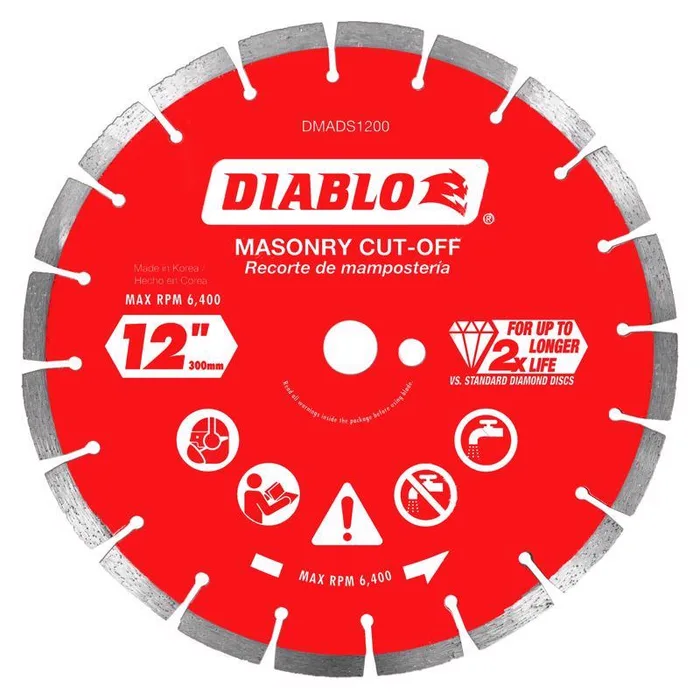 Diablo 12 in. D X 1 in. X .110 in. thick Diamond Segmented Masonry Cut-Off Disc