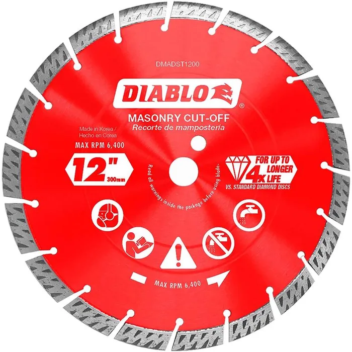 Diablo 12 in. D X 1 in. X .110 in. thick Diamond Turbo Rim Masonry Cut-Off Disc