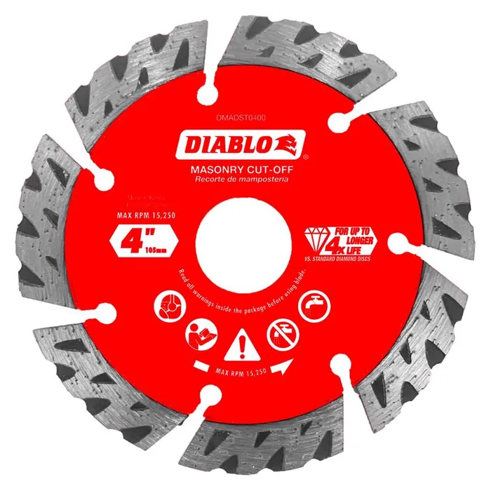 Diablo 4 in. D X 7/8 in. X .094 in. thick Diamond Segmented Turbo Masonry Cut-Off Disc